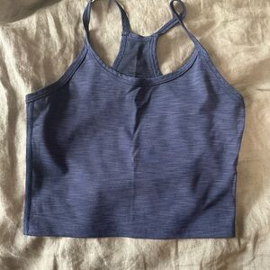 Fleo Navy Blue Ribbed Racerback Crop Tank